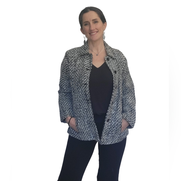 Chico's Acrylic Blend Black& White Blazer/ Jacket Size 0 (US S/4) - Picture 6 of 13